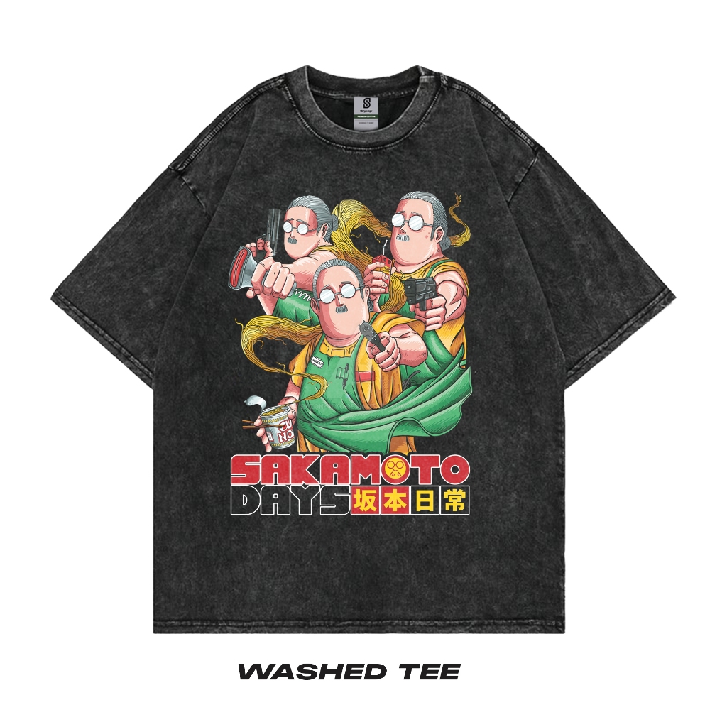 Taro Sakamoto Kaos Oversized Washed Anime Sakamoto Days Tee Unisex
