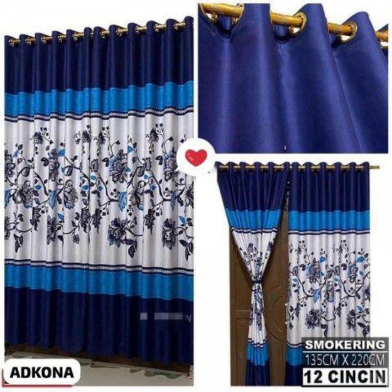 HORDEN MOTIF ASKONA/ELEGANT BIRU SMOKERING PINTU DAN JENDELA MOTIF SULTAN 12 RING