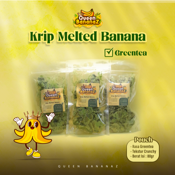 

Kripik Pisang Varian Rasa Queen Bananaz | Rasa Greentea | Pouch Berati isi 85gr | High Quality