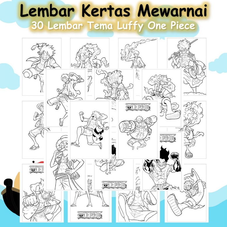 

Kertas Gambar Mewarnai 30 Lembar Tema Luffy One Piece