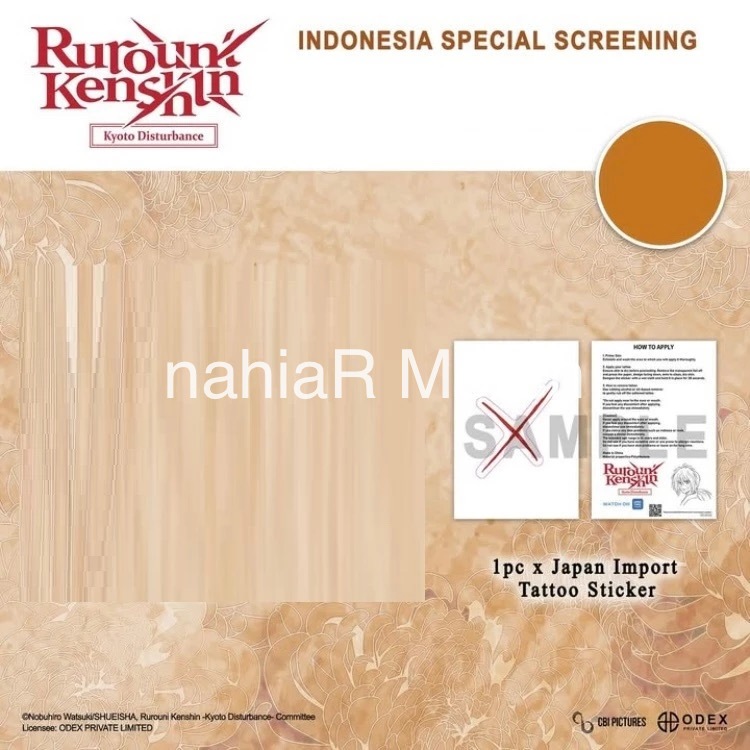 Rurouni Kenshin -Kyoto Disturbance- x CGV Official Fans Screening Japan Import Tattoo Sticker