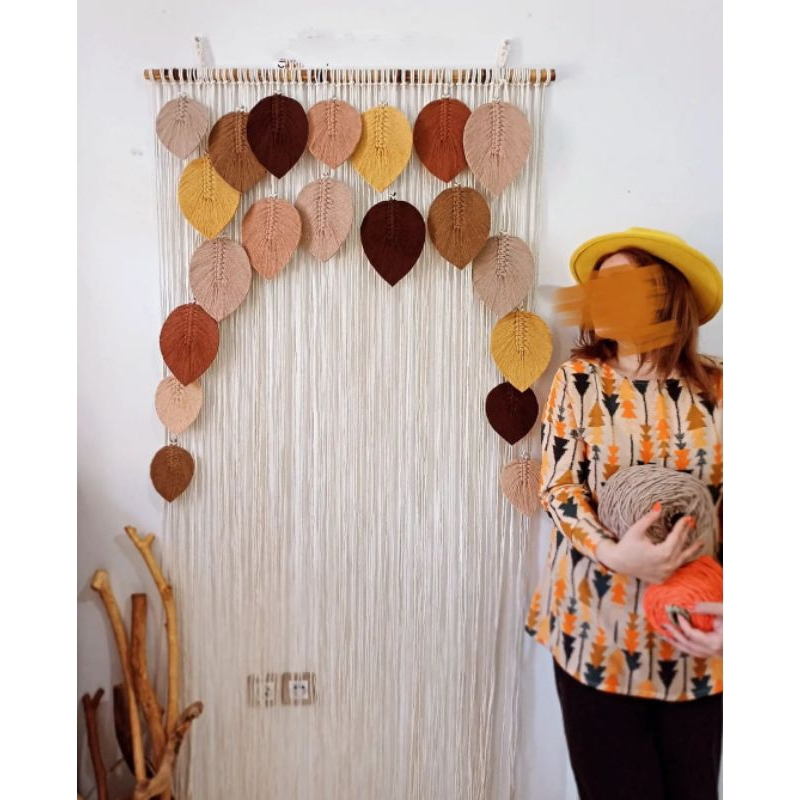 Dekorasi Dinding Hiasan Dinding Daun Tirai Daun Macrame Hiasan Dinding Daun Panjang-Hiasan Dinding