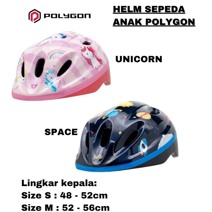 DISCOUNT HELM SEPEDA ANAK POLYGON SPACE DAN UNICORN KIDS HELMET [100% ORIGINAL]
