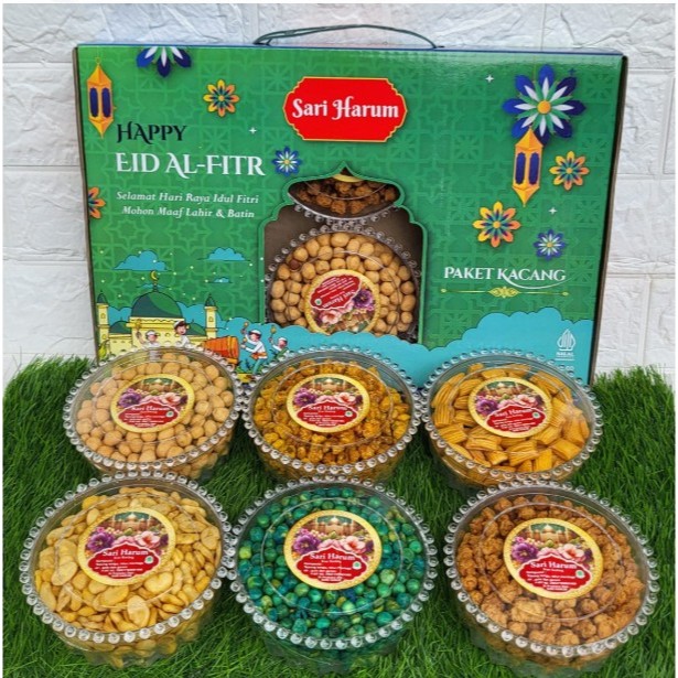 

Sari Harum Paket kacang - Parsel Hampers kacang lebaran - 6 Toples Kacang