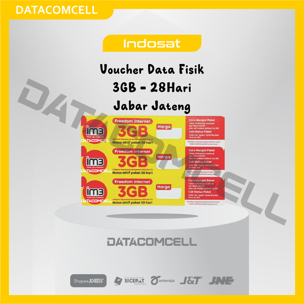 VOUCHER IM3 INDOSAT JABAR JATENG ORI - 3GB 28HARI (4GB Zona)