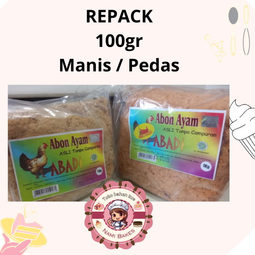 

( REPACK 100gr ) Abadi Abon Ayam PEDAS | MANIS Topping Isian Roti