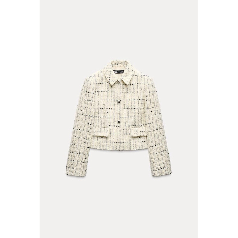 Blazer Zara Tweed Cream Brand ZR SPLIT PAY (Sisanya Trans-fer) BACA DESC