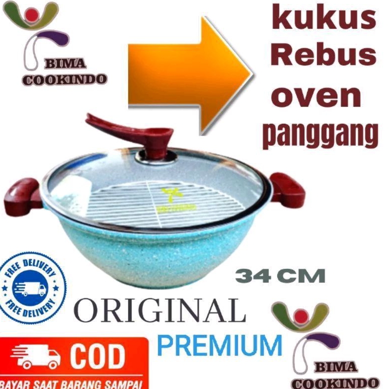 BIMA COOKINDO Panci Anti Lengket Granite Serbaguna 34 Cm