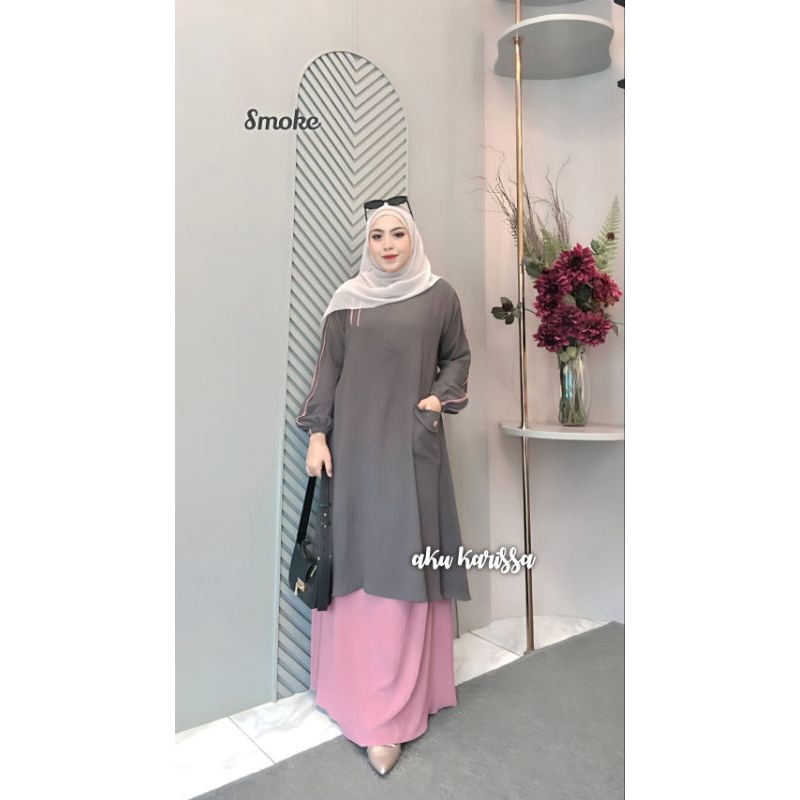 NAUFA SOK MALAYSIA by AKU KARISSA / BAJU SET ROK / SETELAN POLOS / SETELAN ROK / SETELAN CRINGKLE CR