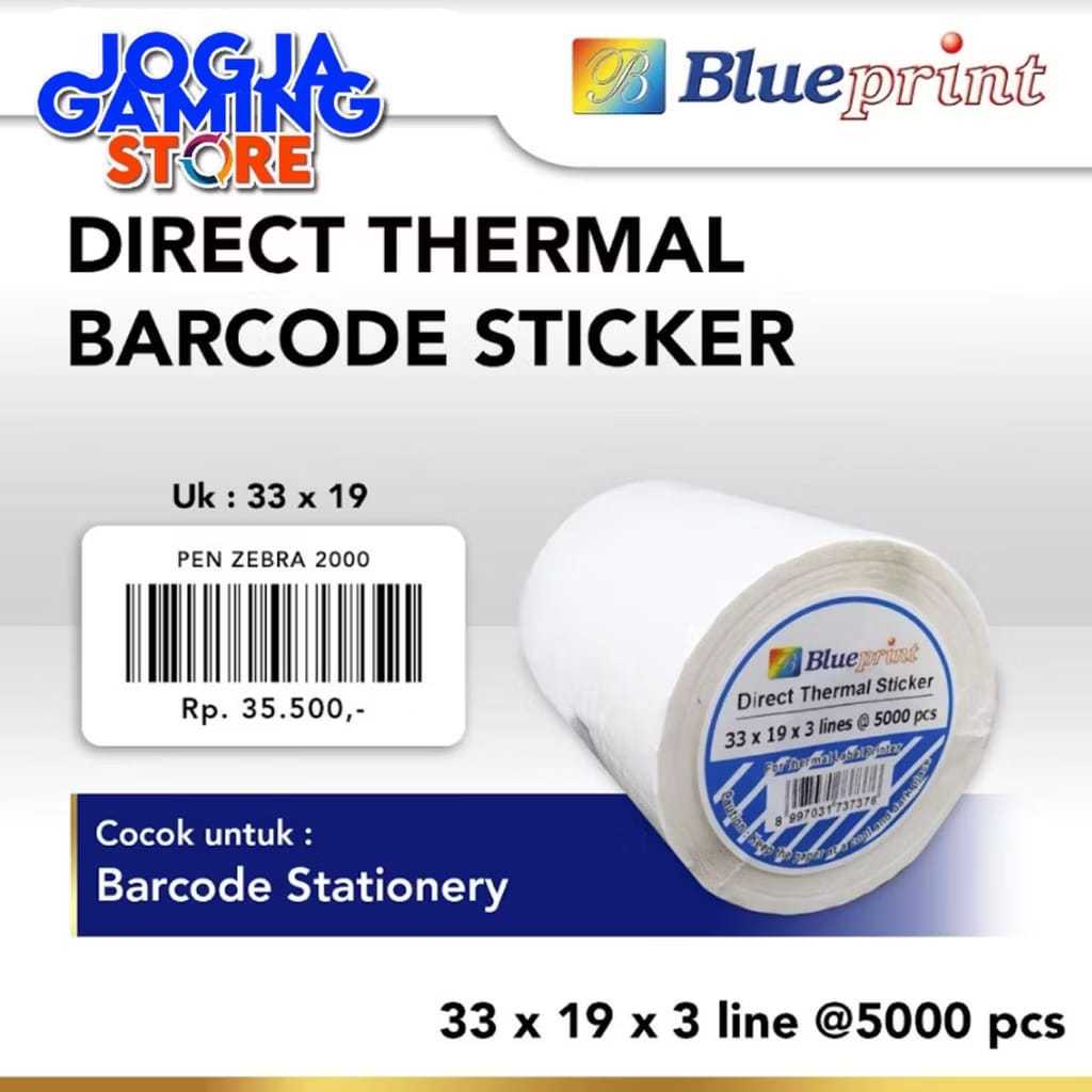 

Direct Thermal Sticker Label Barcode BLUEPRINT 33x19 mm 3 Line 5000pcs