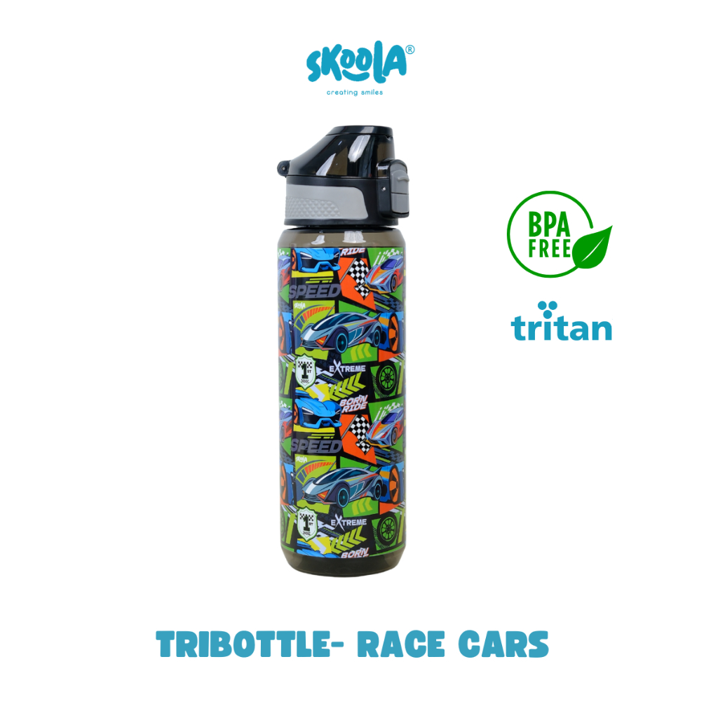 Skoola Botol Air Minum Anak Tritan Perempuan Laki-Laki Unicorn Cars - Tribottle
