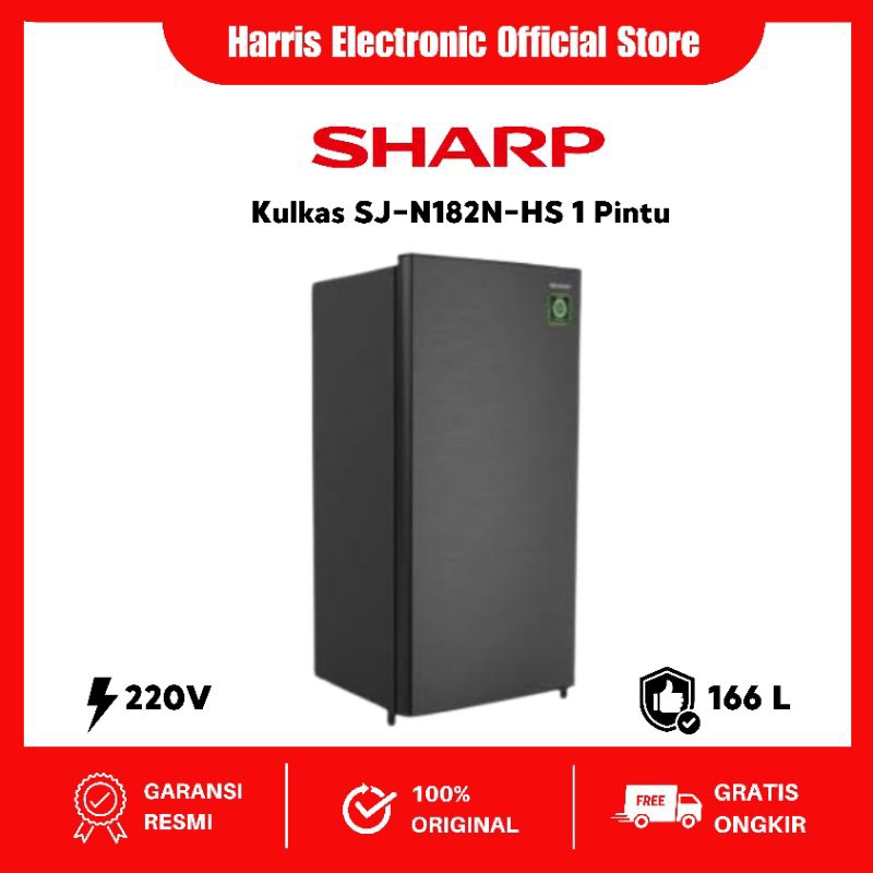 KULKAS SHARP 1 PINTU SJ-N182N-HS / SJN 182 NHS / SJ-N 182 N-HS 182 GARANSI RESMI