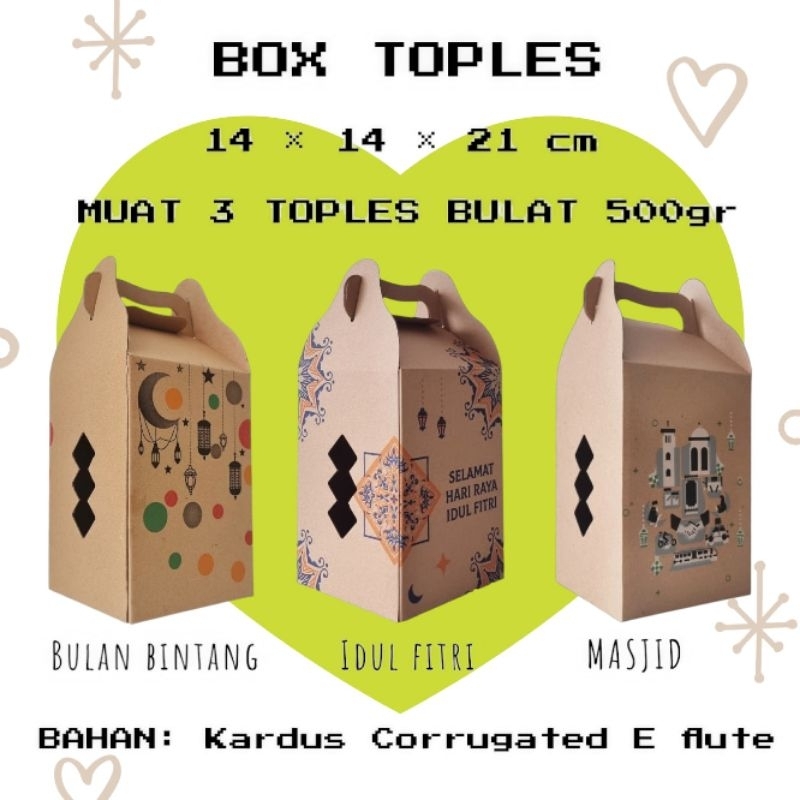 

(MIN ORDER 10 PCS) DUS TOPLES BULAT 500gr / GABLE BOX 14x14x21 / BOX HAMPERS PARCEL LEBARAN IDUL FITRI NATAL