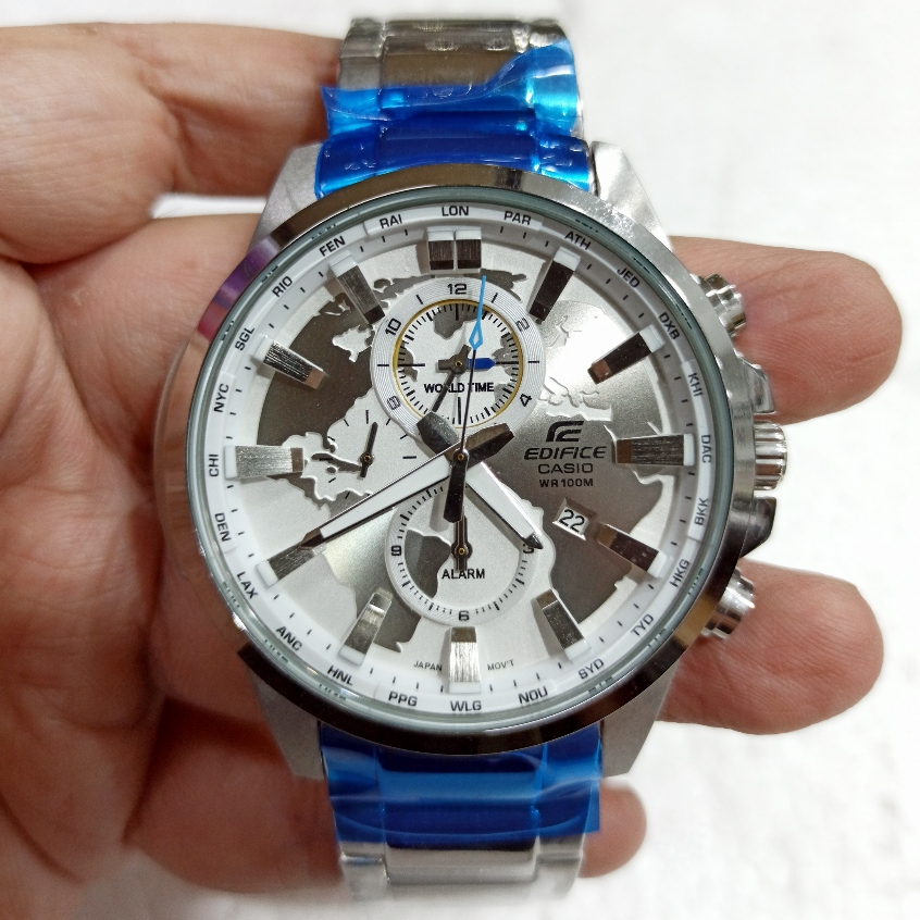 Jam Tangan Pria C*s*o ED*F*C* EFR-303D-7A EFR-303 White Dial Silver Steel