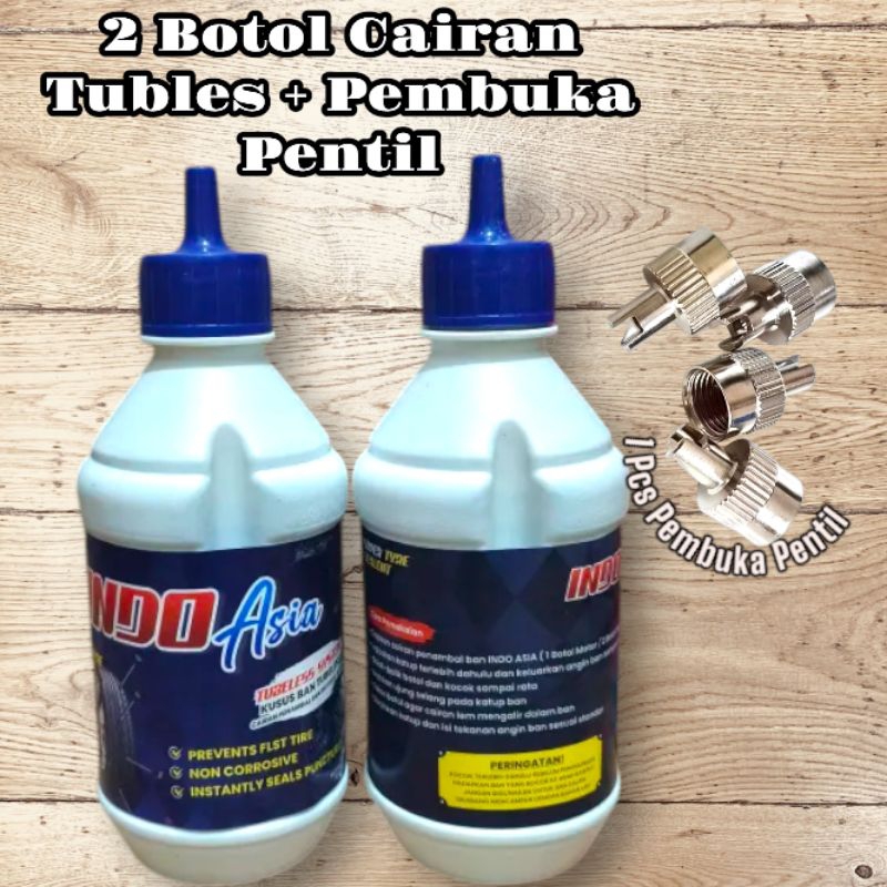 2 Botol Cairan Tubles + Pembuka Pentil Motor Dan Mobil