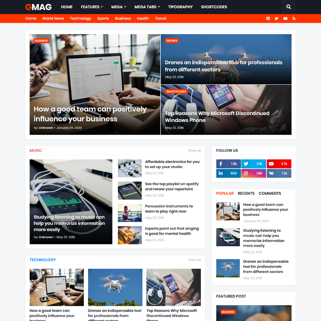 Gmag - Responsive Magazine Blogger Template