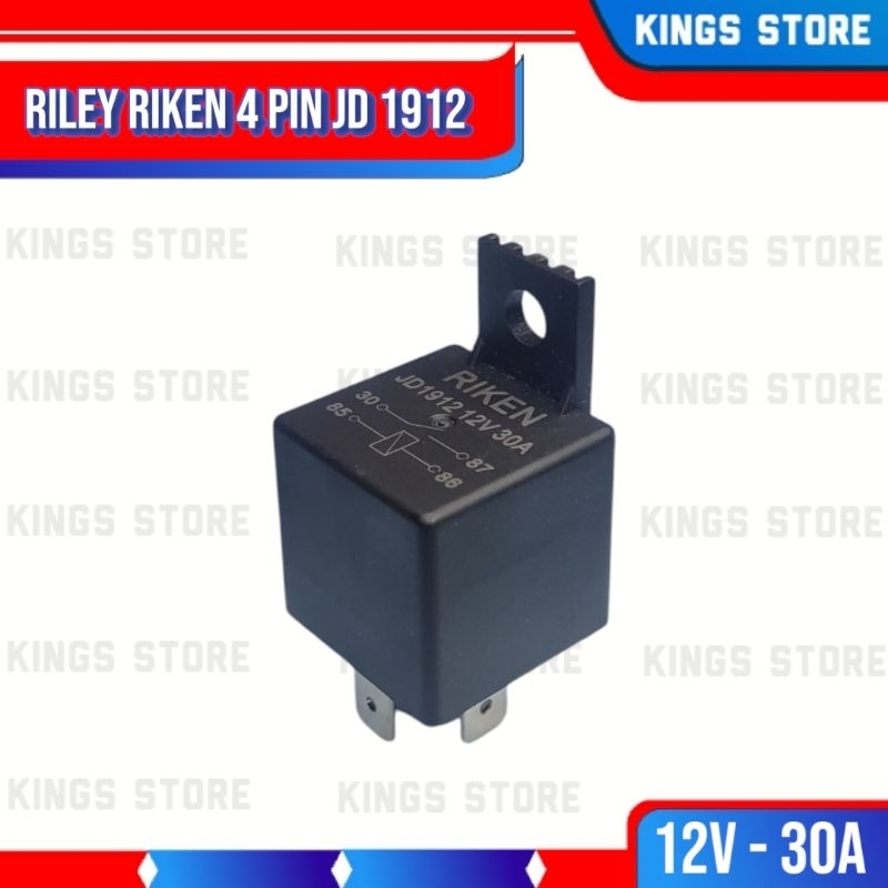 Relay Riken klakson motor/mobil JD 1912 12V - 30A 4 KAKI/ Relay DC 12V - 30A 4 pin