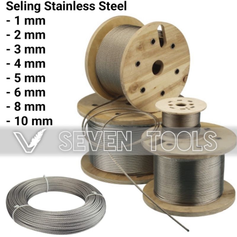 Kawat Seling Stainless Steel 1 mm Kabel Sling Stainless 304 Tali Kawat Seling Stainless 1 mm