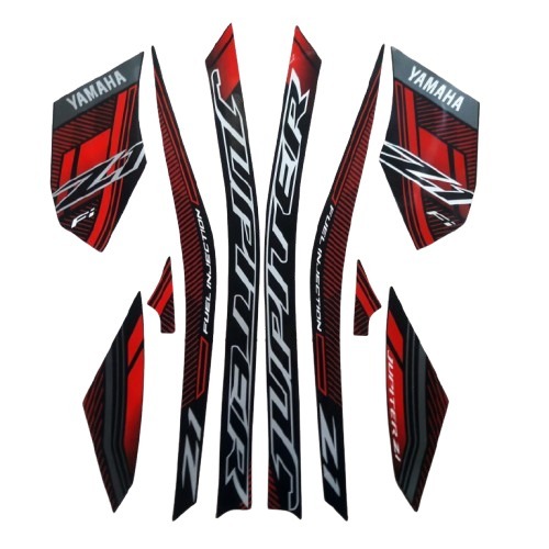 STIKER STRIPING LIS LES BODY MOTOR YAMAHA JUPITER Z1 TAHUN 2023 WARNA FULL HITAM MERAH 1SET STANDAR