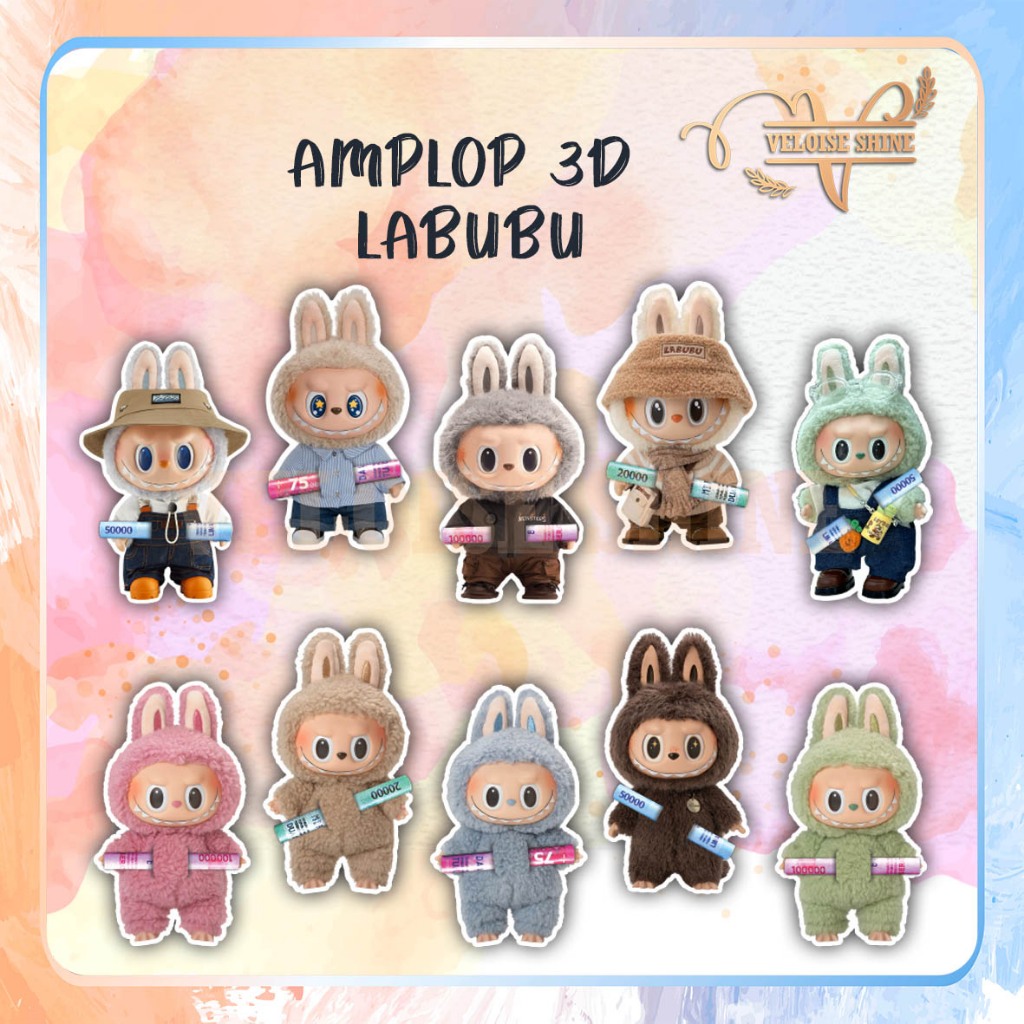 

VLSHINE Amplop 3D Karakter Labubu Amplop Lucu Amplop Lebaran Idul Fitri Amplop Labubu
