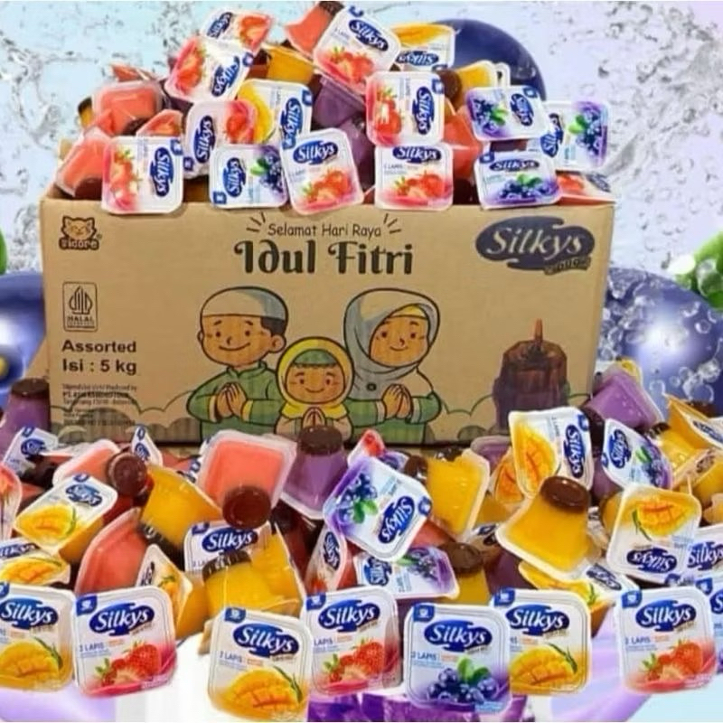 

(1kg) Silky Puding Snack Puding Dua Lapis Mix Fruit