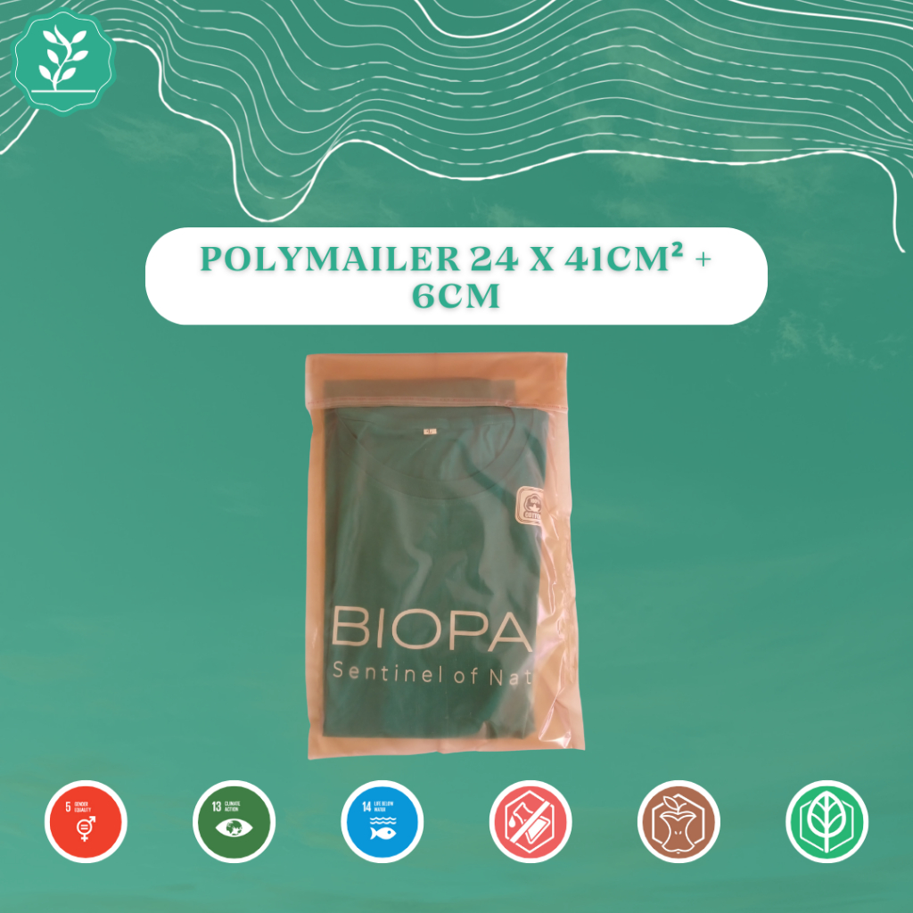 

Biopac Kantong Polymailer Ramah Lingkungan dari Rumput Laut 24 x 41Cm² + 6Cm - 10Pcs Untuk Fashion Batik
