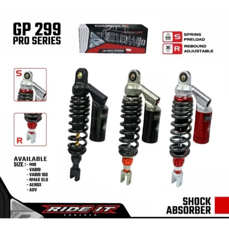 SHOCK RIDE IT GP 299 PRO SERIES SINGLE CLICK MATIC ORI RIDE IT MIO BEAT VARIO XEON SCOOPY