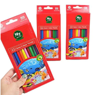 

Pensil 12 Warna Panjang MY PENCIL / Color Pencil Paper Box Classic / Coloring Set Anak Anak