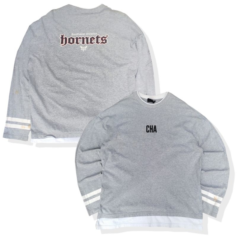 CREWNECK NBA HORNETS GREY STRIPE SECOND