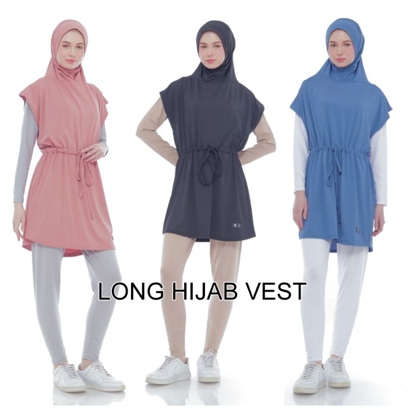 Long Hijab Vest - Hijab Rompi Instan Tunik Olahraga Wanita Kekinian