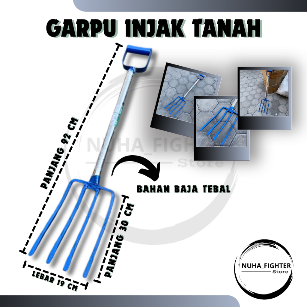 Garpu Injak tanah 4 Garpu bahan Baja Full besi panjang 92 CM