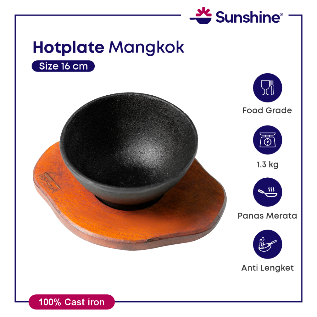 Cast Iron Hot Plate / Mangkok / Mangkuk Cekung 16 cm