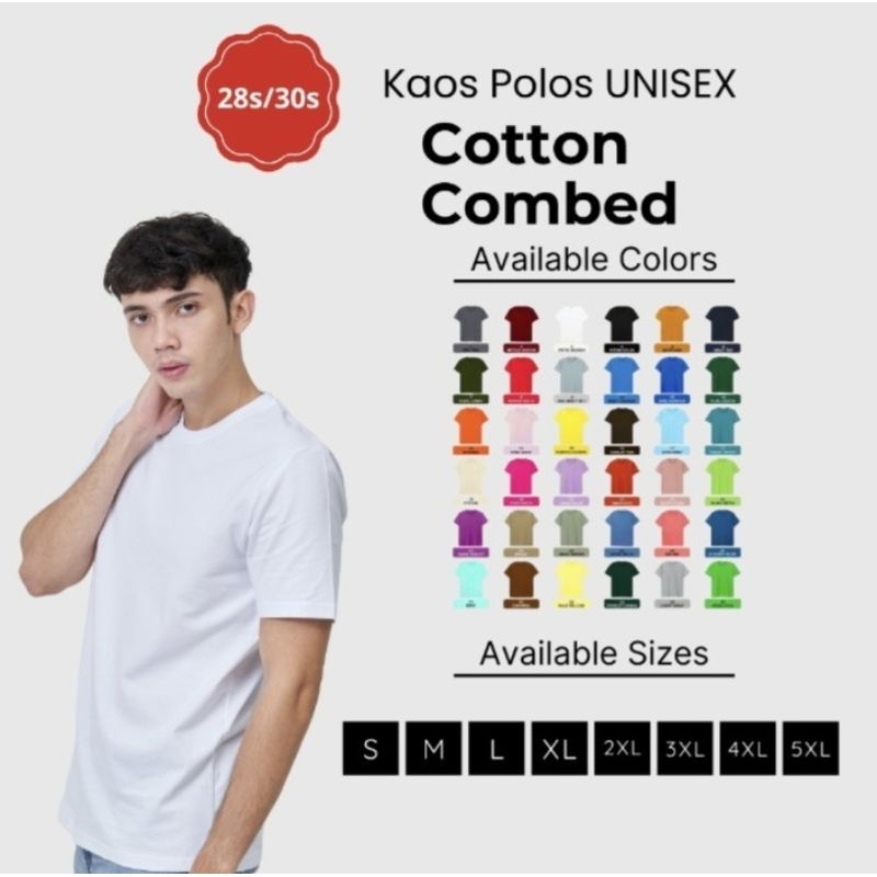 [TURUN HARGA] Kaos Polos Cotton combed 30s Premium / katun 100% / 28s Cotton Combed