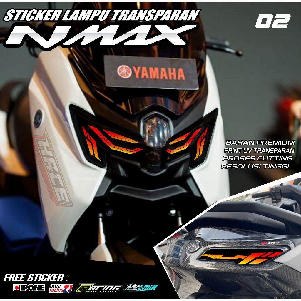 KODE 02 STICKER VARIASI LAMPU DEPAN MOTOR NMAX TURBO / NEO - STICKER LAMPU MOTOR NMAX TURBO / NEO