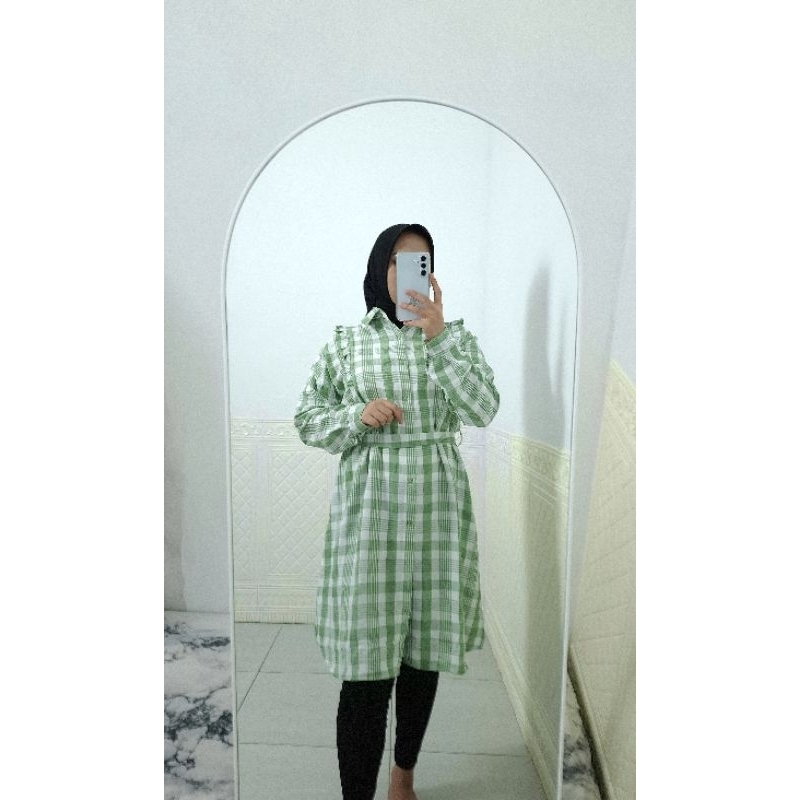 Long Tunik Motif Kotak / Long Tunik Dewasa Motif / Tunik Oversize Motif
