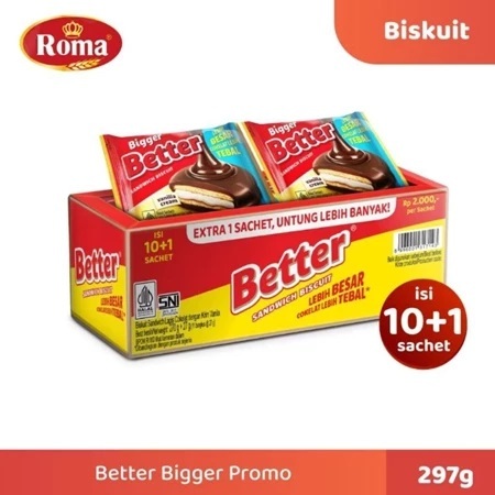 

( Satu Pack isi 10 ) Better Bigger Sandwich Biscuit Vanila Cream Renceng 27gr