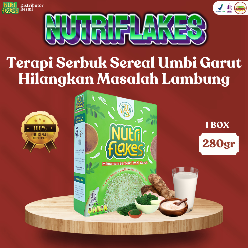 

NUTRIFLAKES - Hilangkan Segala Penyakit Lambung Serbuk Sereal Umbi Garut Sehat Bagi Tubuh Original