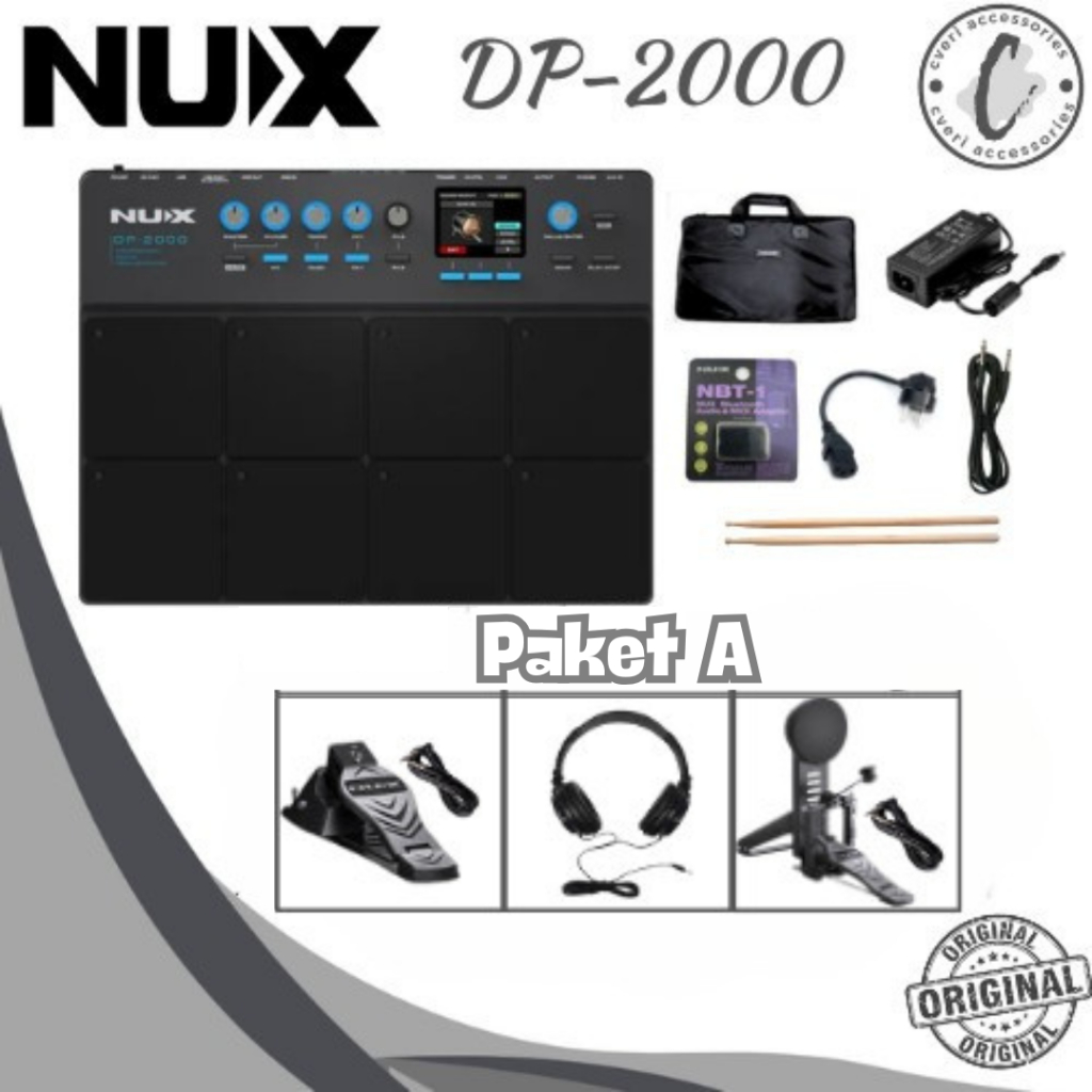 Nux DP2000 Digital Percussion Drum Pad Paket A Kick Pad Kick Hihat Pedal DP-2000