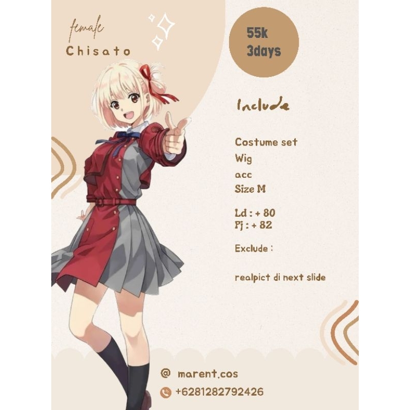 rental costum cosplay chisato