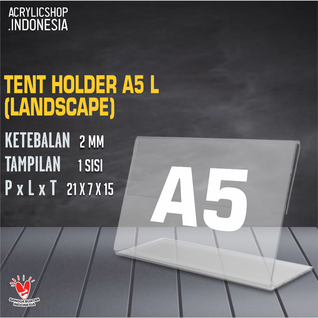 Akrilik Tempat Brosur A5/Acrylic Tent Card Holder Lanscape A5 TypeL