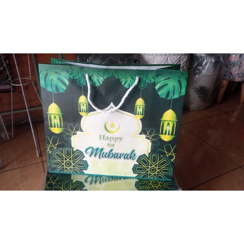 

12pcs Paper bag lebaran idul fitri ied Mubarok 35x16x30