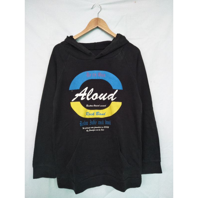 hoodie hitam aloud rock band second