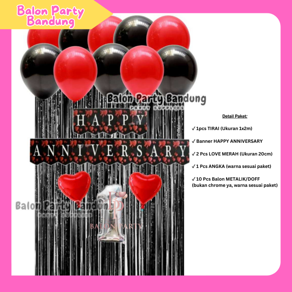BALON PARTY Paket Dekorasi Happy Anniversary