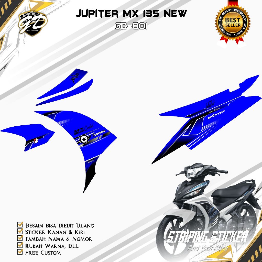 Striping Jupiter mx 135 Stiker Striping Jupiter MX new 135 GD-001