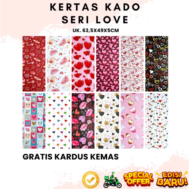 

Kertas Kado Wrapping Paper Sansan Wawa Seri Love Valentine
