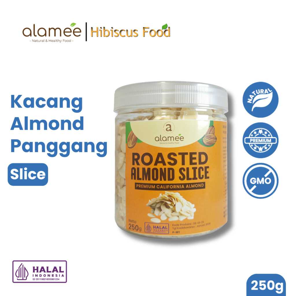 

ALAMEE Roasted Almond Sliced Almon Slice irisan panggang Kacang Almond Pacang Slice 250gr