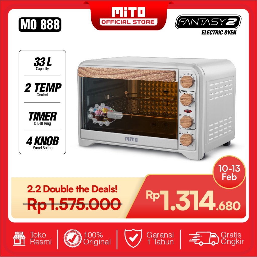 MITO Oven Listrik Fantasy 2 MO888 Wood Series 33L Low Watt