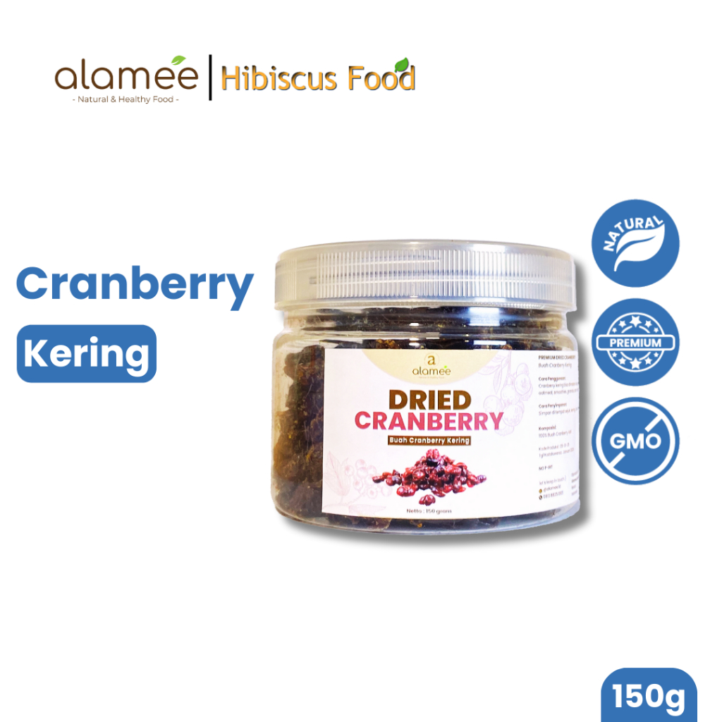 

ALAMEE Cranberry Kering Cemilan Buah Sehat Rendah Kalori Dried Cranberry Natural 100% Premium 150gr