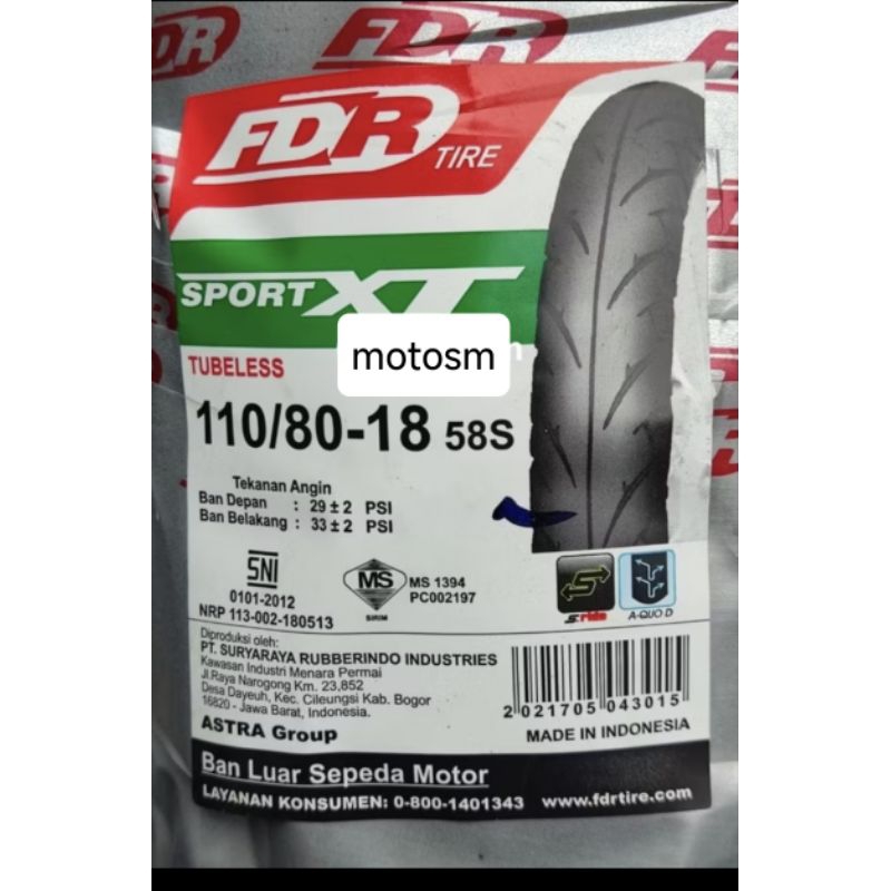 ban tubles fdr sport xt 11/80-18 110 80 18 ring 18