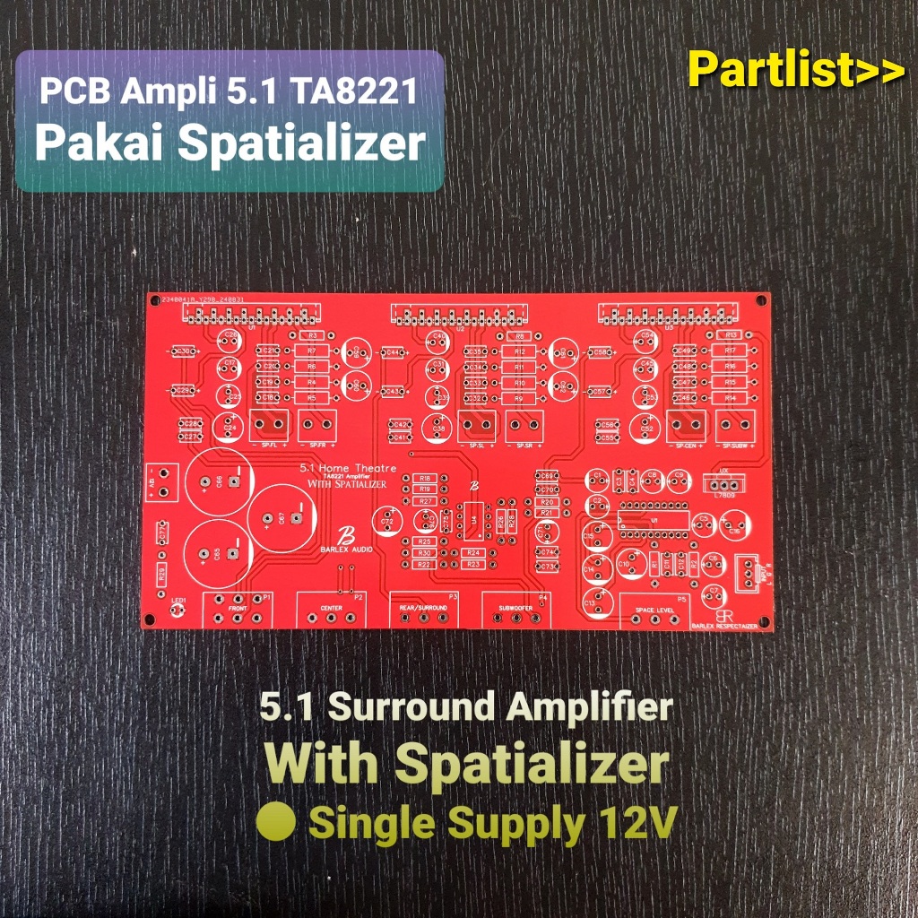 PCB Ampli 5.1 12Volt TA8221 pakai spatializer